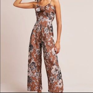 Anthropologie Petersyn Jacquard Jumpsuit w/ Bow: S